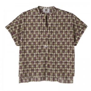 Longchamp Vichy Print Veil Women Blouse Olive | Australia-172GMJRVC