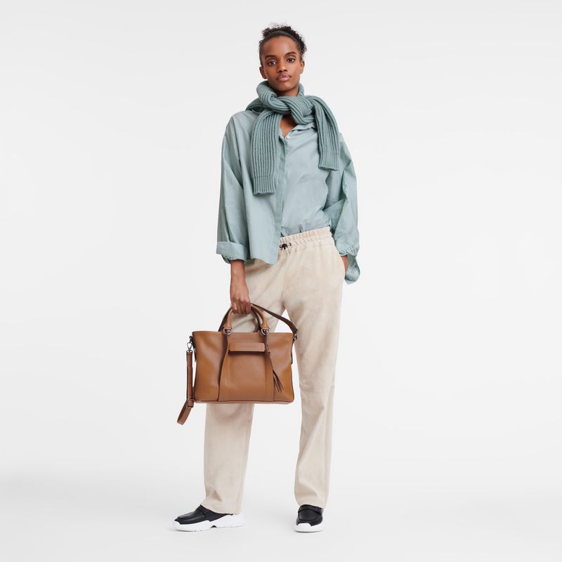 Longchamp 3D L Women Handbag Beige | Australia-479LBUIHC