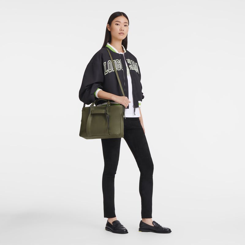 Longchamp 3D L Women Handbag Khaki | Australia-763CGMAHV