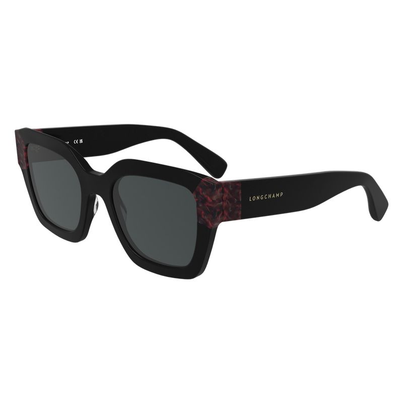 Longchamp Acetate Women Sunglasses Black / Red | Australia-965JRZUGW
