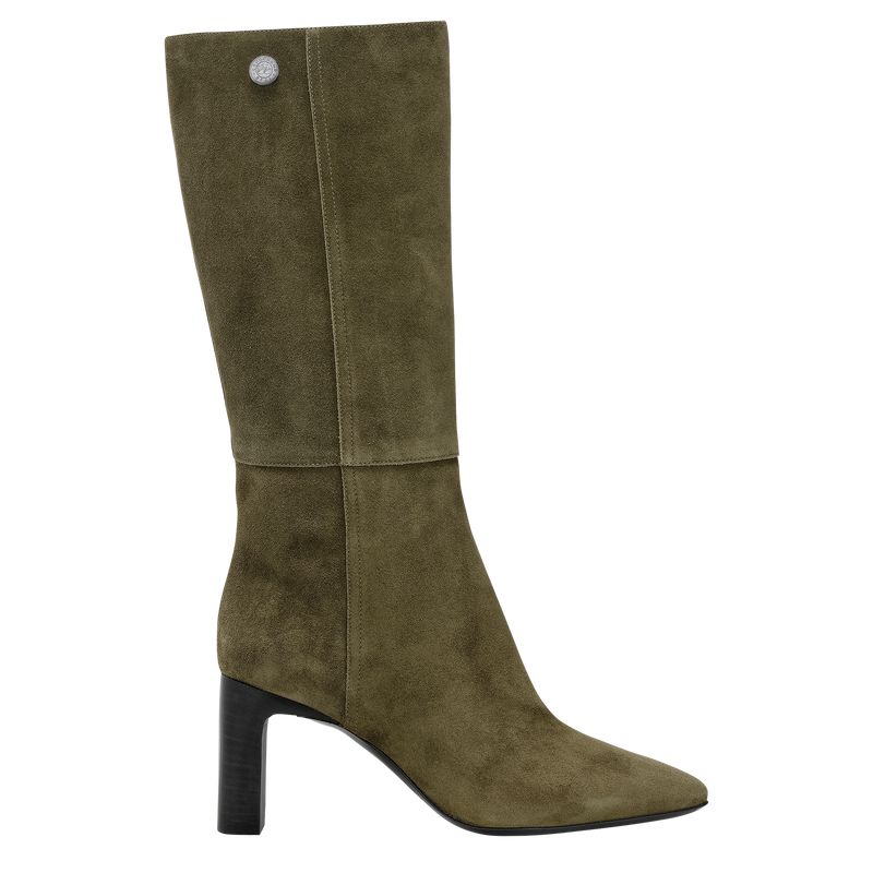 Longchamp Allure Heel Women Boots Khaki | Australia-937CGPWEN