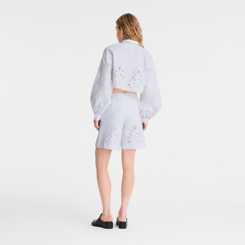 Longchamp Bermuda Women Shorts White | Australia-307EVOMKC