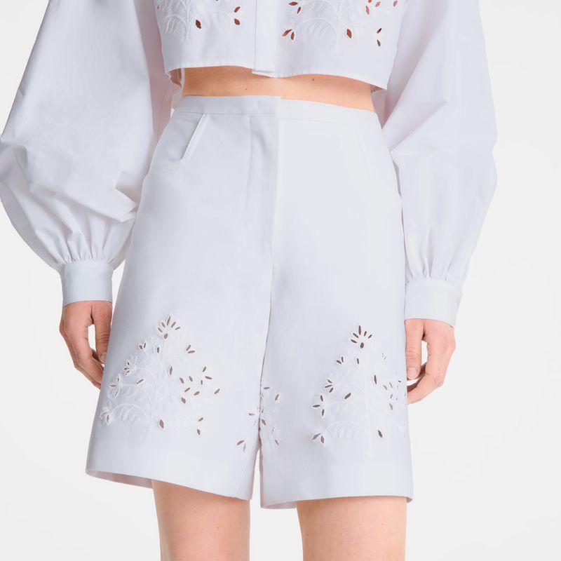 Longchamp Bermuda Women Shorts White | Australia-307EVOMKC