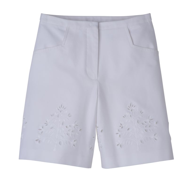 Longchamp Bermuda Women Shorts White | Australia-307EVOMKC