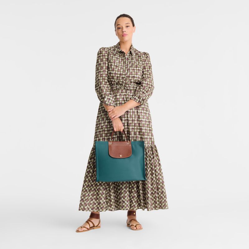 Longchamp Cabas L Women Tote Bag Blue Green | Australia-190OGLVQZ