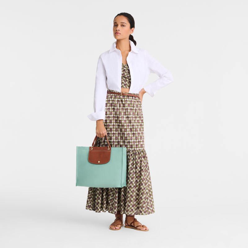 Longchamp Cabas L Women Tote Bag Blue Green | Australia-613CUOXSD