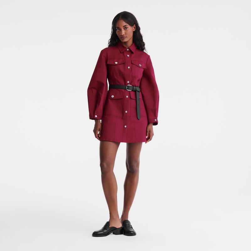 Longchamp Canvas Women Dress Dark Red | Australia-617ODGJWI