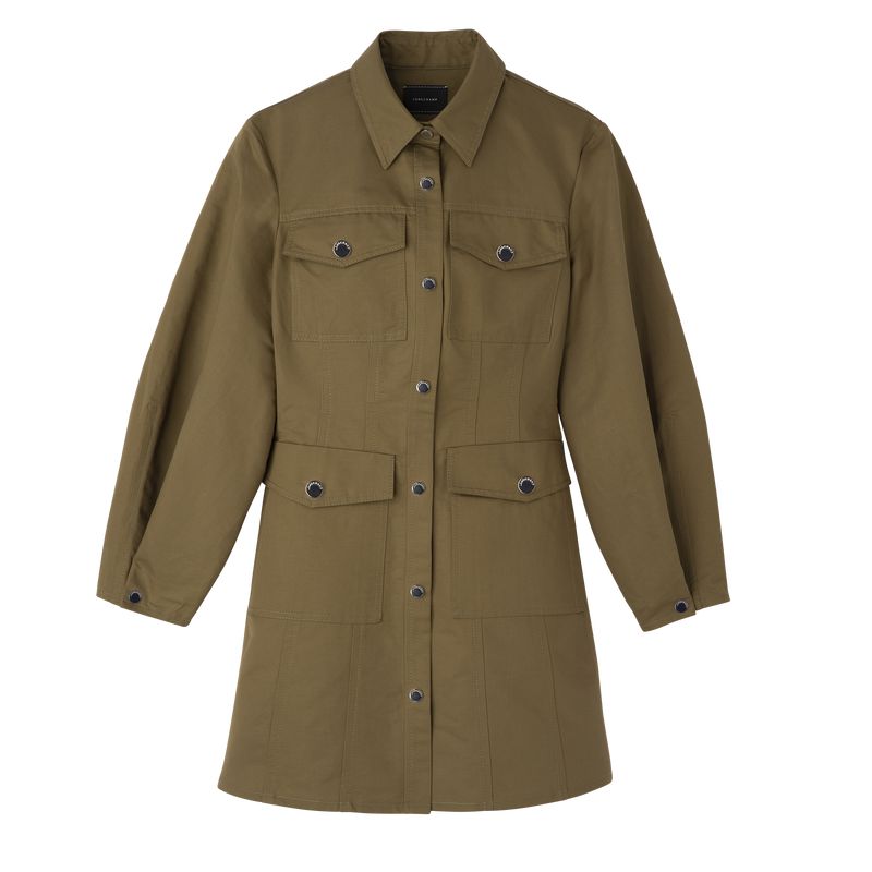 Longchamp Canvas Women Dress Olive | Australia-893UNXBPK