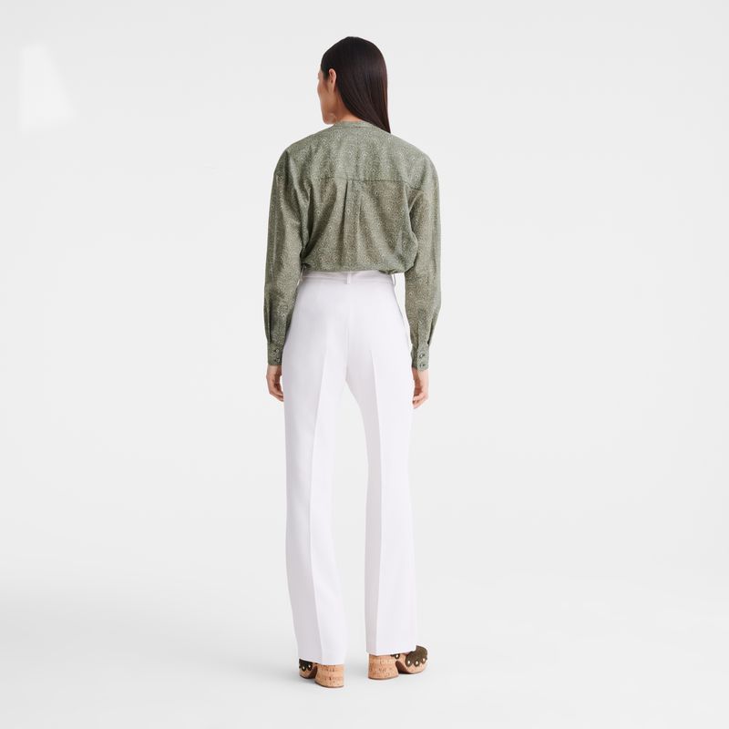Longchamp Crepe Women Pants Cream | Australia-129LHOQSY