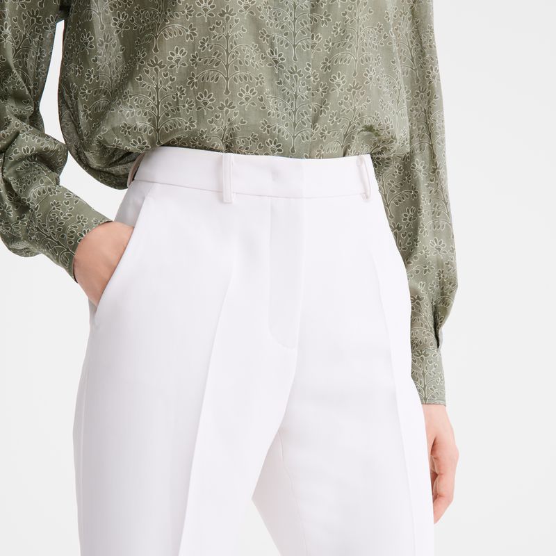 Longchamp Crepe Women Pants Cream | Australia-129LHOQSY