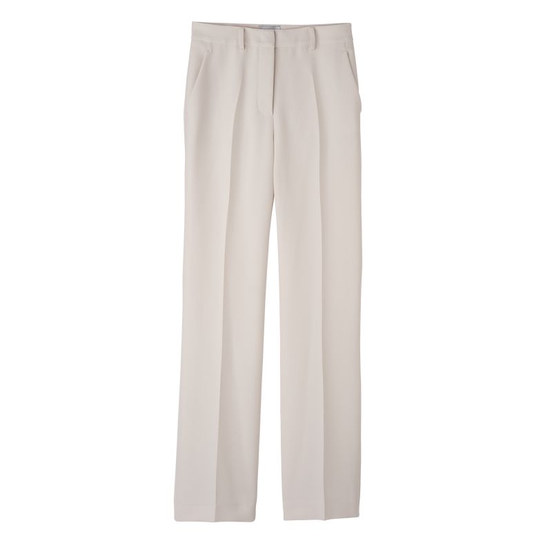Longchamp Crepe Women Pants Cream | Australia-129LHOQSY