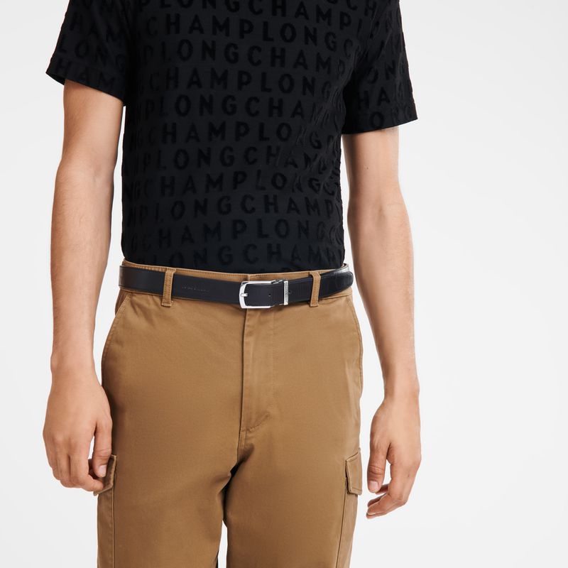 Longchamp Delta Box Men Belt Black | Australia-928GBMTEX