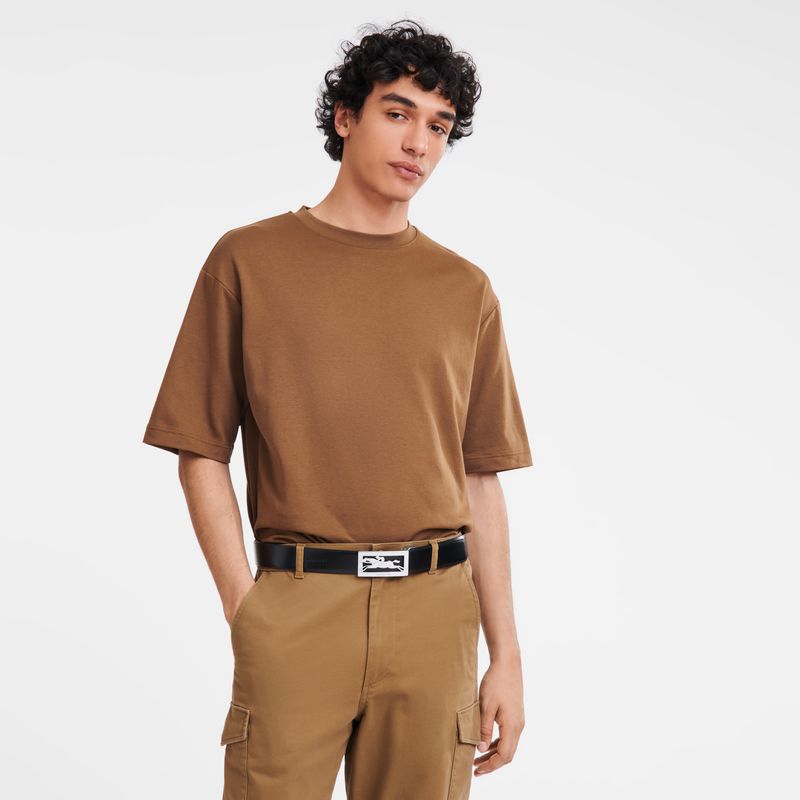 Longchamp Delta Box Men Belt Black / Beige | Australia-235ZSYQNC