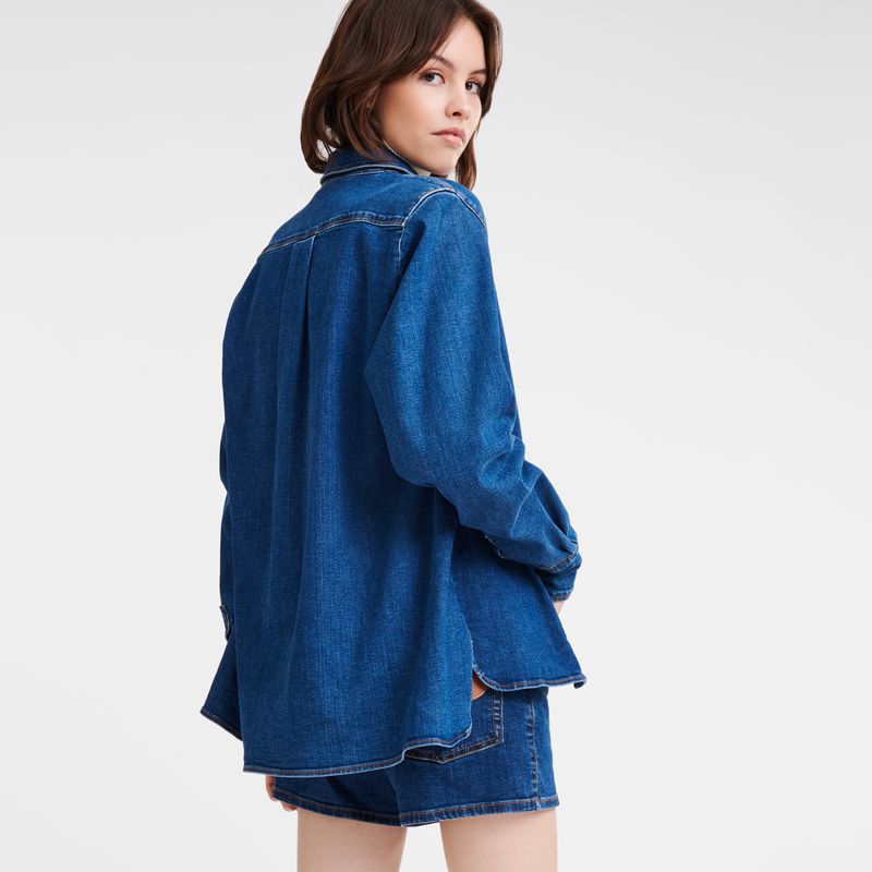 Longchamp Denim Women Shirts Blue | Australia-127RXMFLZ