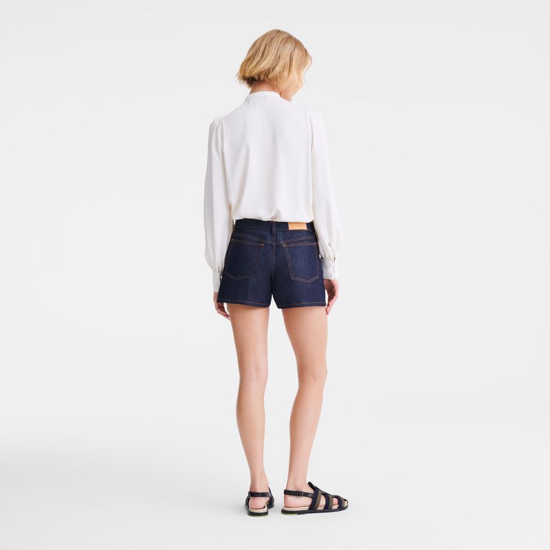 Longchamp Denim Women Shorts Blue | Australia-529JHGRSA