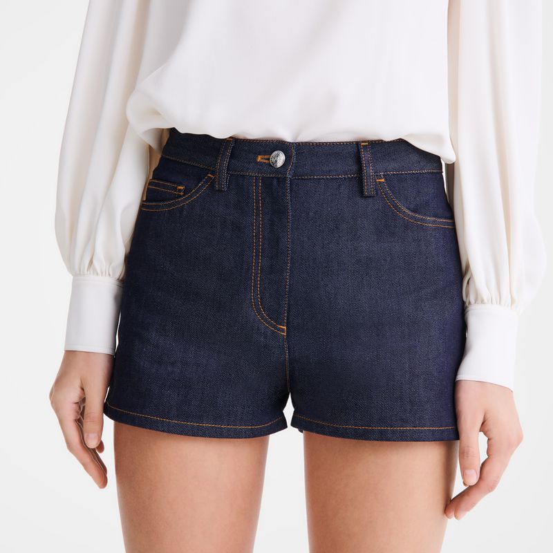 Longchamp Denim Women Shorts Blue | Australia-529JHGRSA