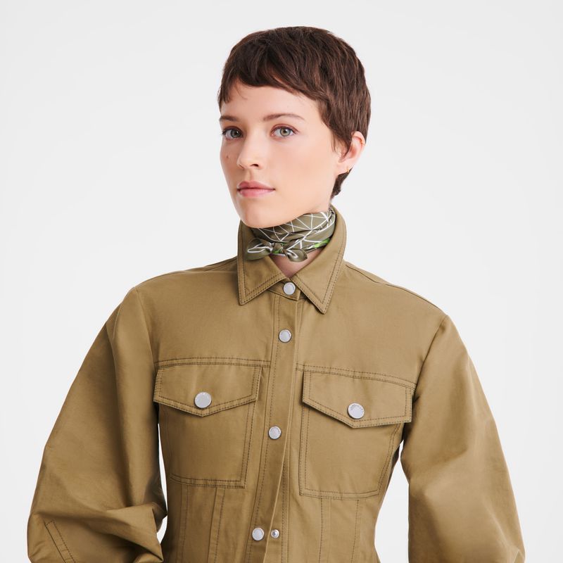 Longchamp Eiffel Tower 1948 50 Women Scarf Olive / Multicolor | Australia-693FIOYZK