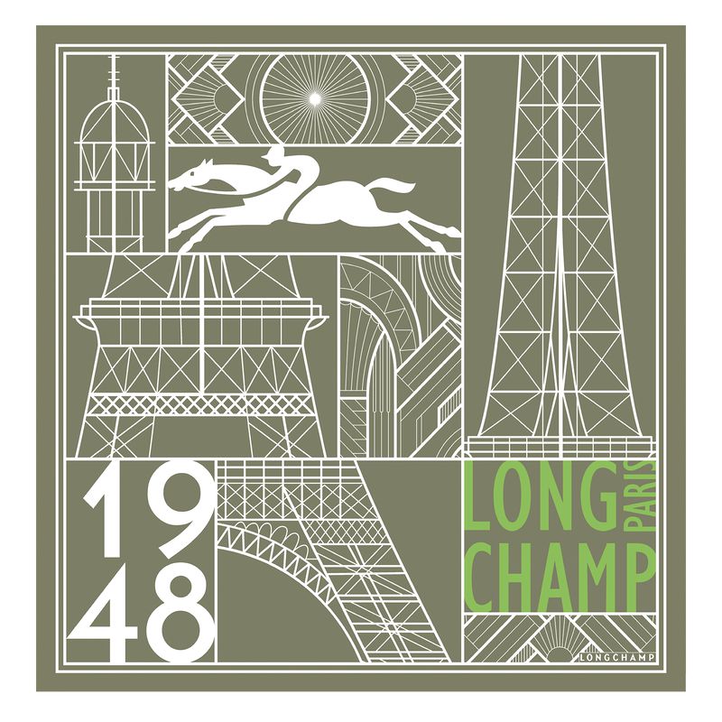 Longchamp Eiffel Tower 1948 50 Women Scarf Olive / Multicolor | Australia-693FIOYZK