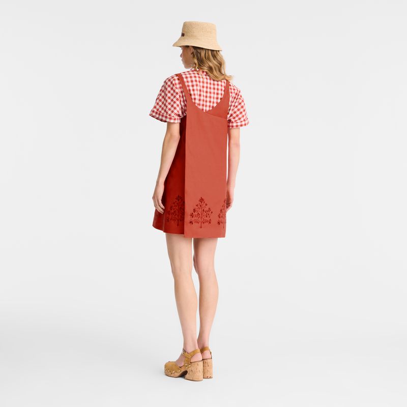 Longchamp Embroidered Canvas Women Dress Pink | Australia-859FMWXAQ