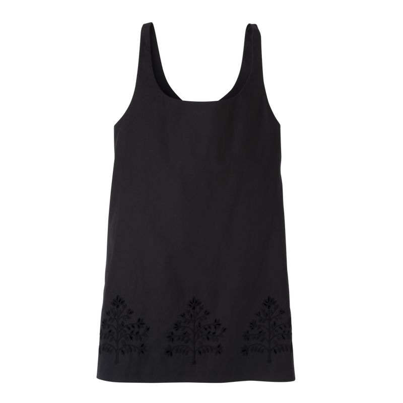 Longchamp Embroidered Canvas Women Dress Black | Australia-357ZIPBHJ