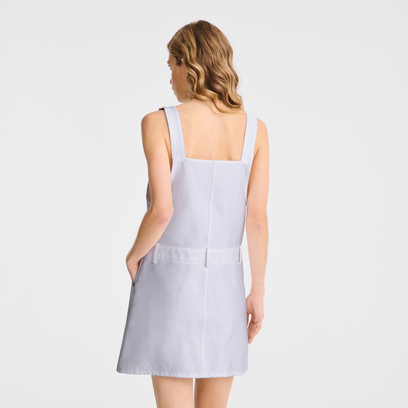 Longchamp Embroidered Gabardine Women Dress White | Australia-678NUFMED