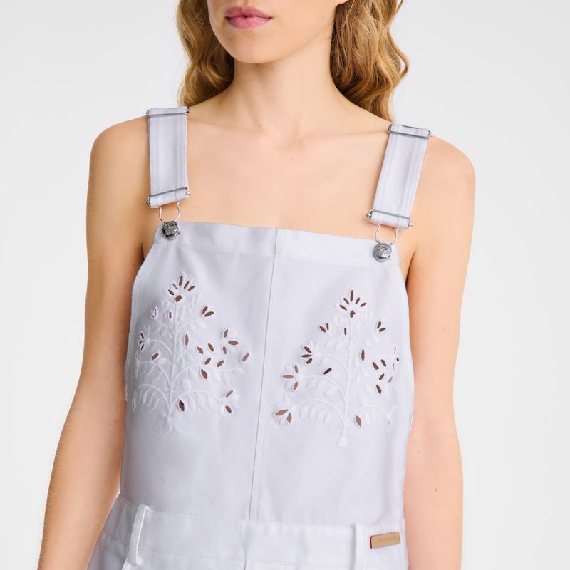 Longchamp Embroidered Gabardine Women Dress White | Australia-678NUFMED