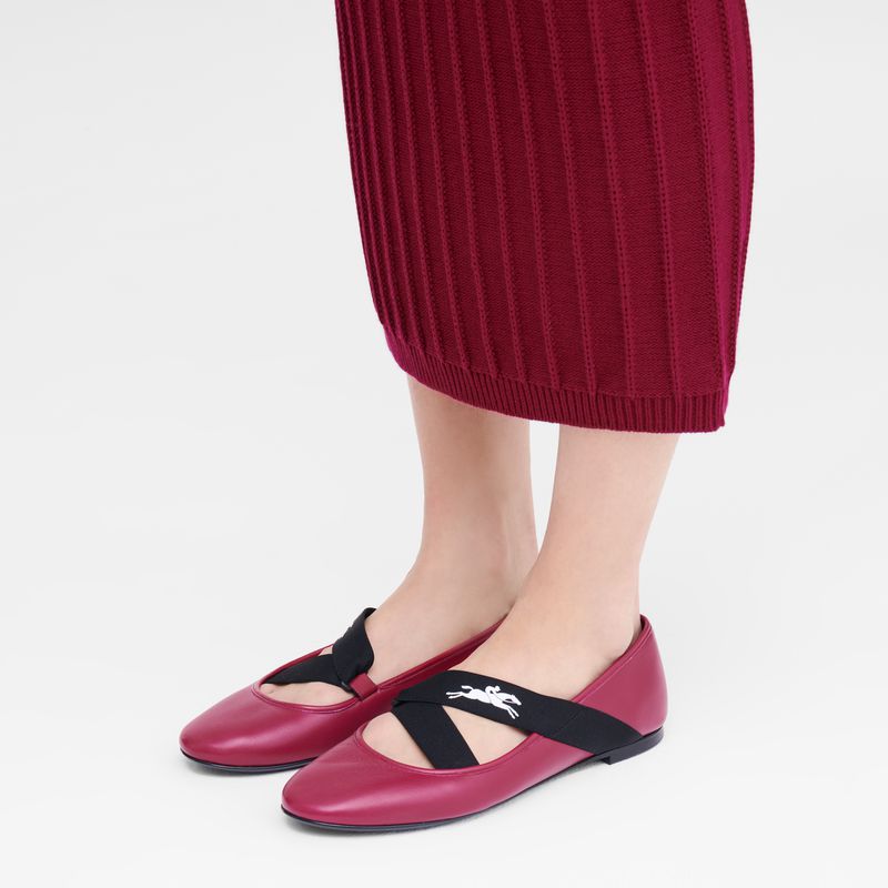 Longchamp Energy Women Ballerinas Dark Pink | Australia-856GJXDHY