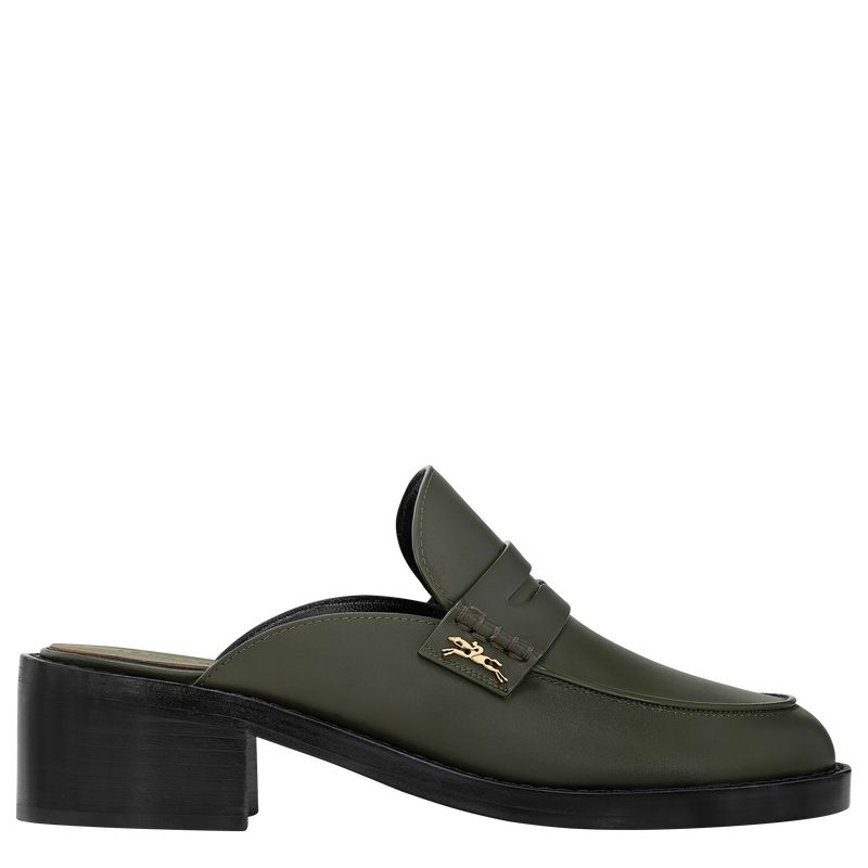 Longchamp Epure Timeless Women Mules Khaki | Australia-063BVFLZX