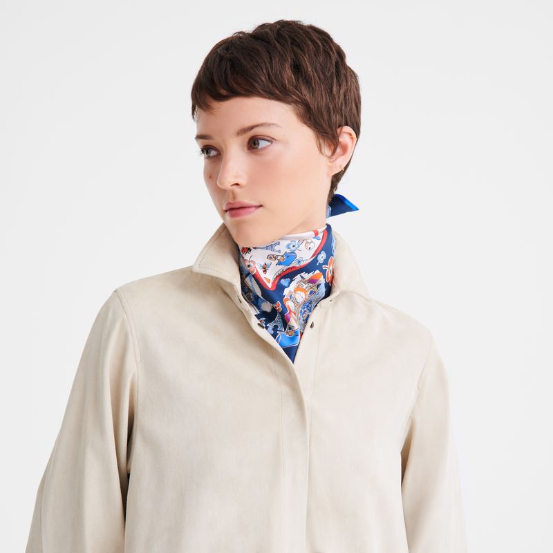 Longchamp Equestrian Tower 50 Women Scarf Cream | Australia-659JNOCMK
