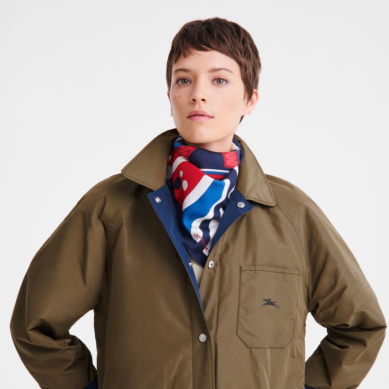 Longchamp Equestrian Tower 70 Women Scarf Red / Navy | Australia-569KYLOVA