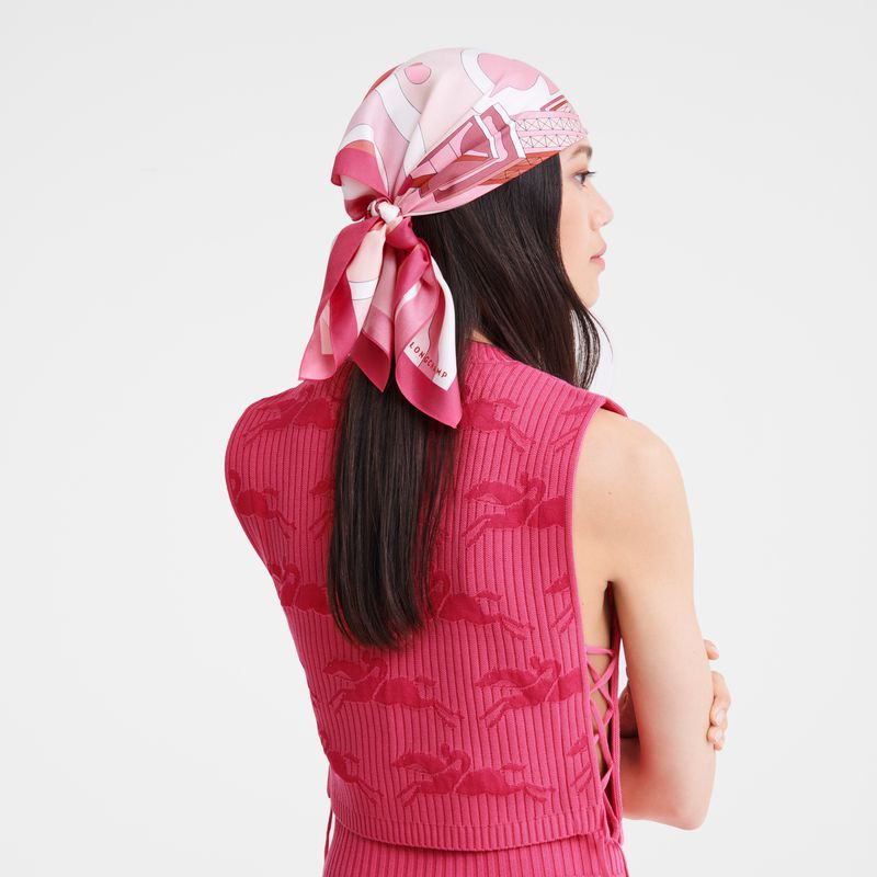 Longchamp Equestrian Tower 70 Women Scarf Pink | Australia-032RFTPGC