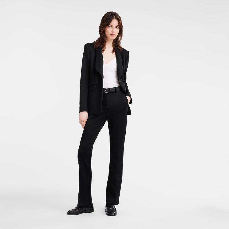 Longchamp Fitted Women Jacket Black | Australia-508JNSKDQ
