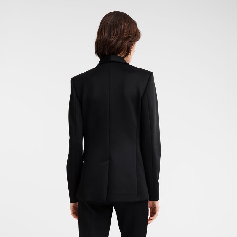 Longchamp Fitted Women Jacket Black | Australia-508JNSKDQ