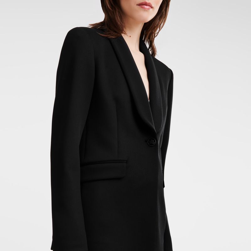Longchamp Fitted Women Jacket Black | Australia-508JNSKDQ