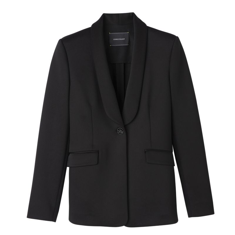 Longchamp Fitted Women Jacket Black | Australia-508JNSKDQ