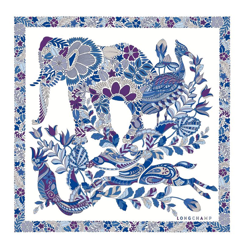 Longchamp Forêt 50 Women Scarf Blue | Australia-201IMRCWP