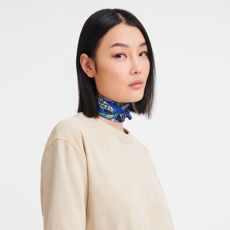 Longchamp Forêt 50 Women Scarf Light Blue | Australia-835HPZUFN