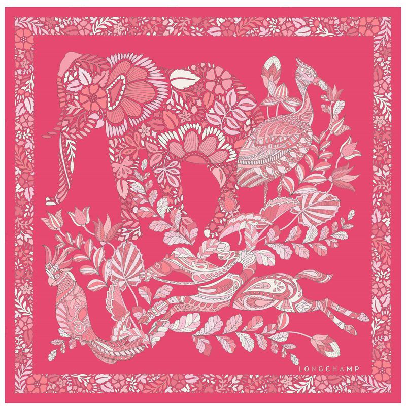 Longchamp Forêt 50 Women Scarf Pink | Australia-021ZAQTCK