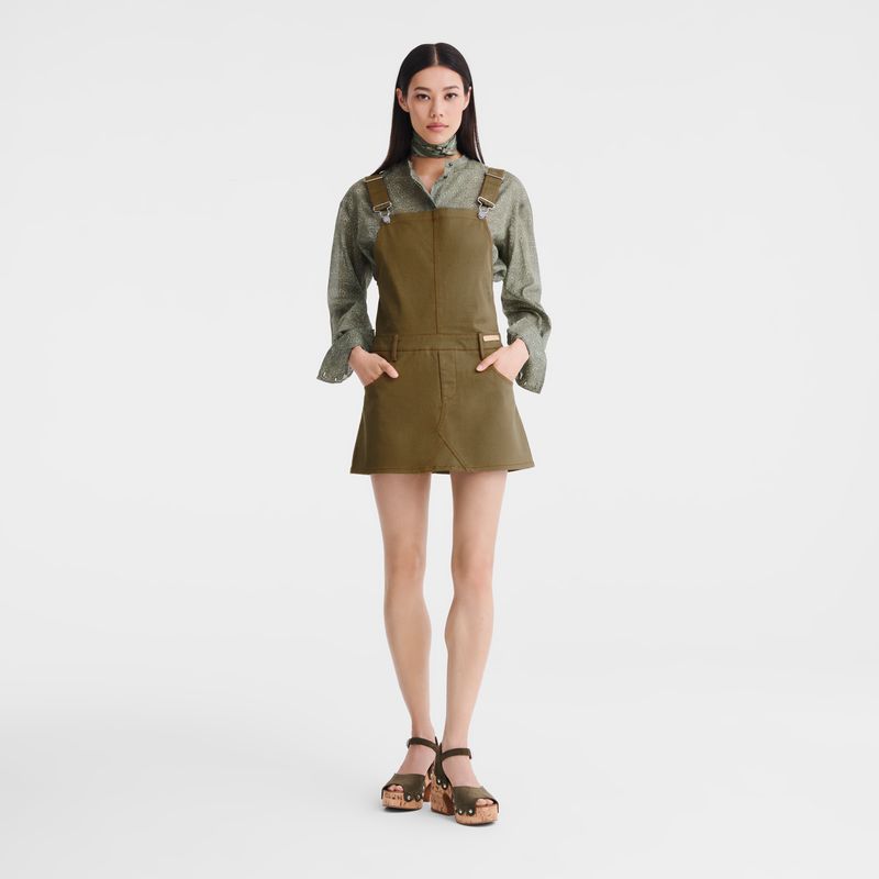 Longchamp Gabardine Women Dress Olive | Australia-140PWAJZO