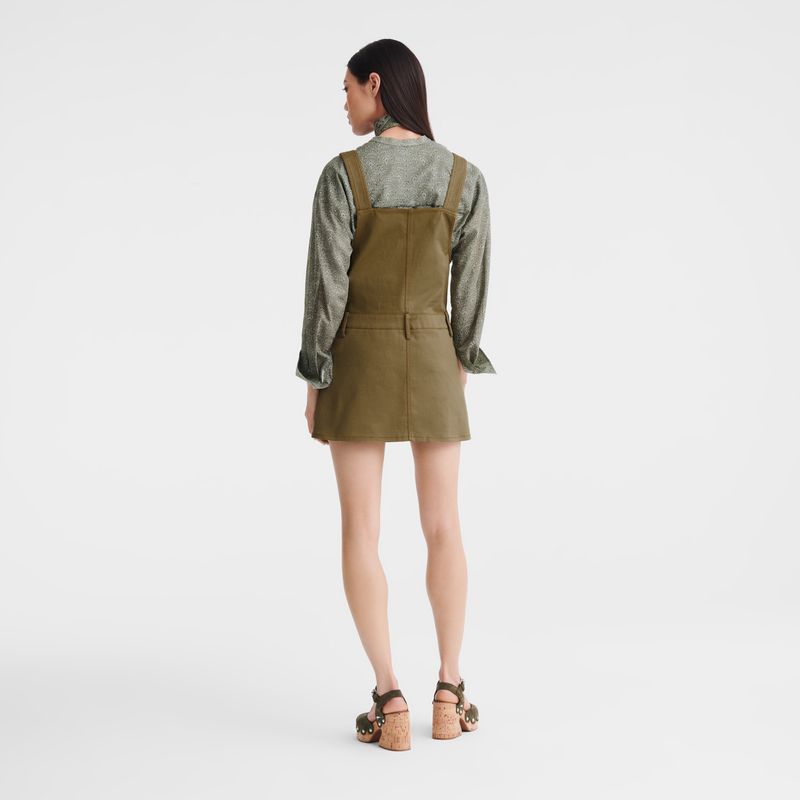Longchamp Gabardine Women Dress Olive | Australia-140PWAJZO
