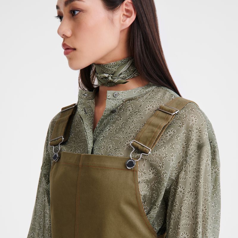 Longchamp Gabardine Women Dress Olive | Australia-140PWAJZO
