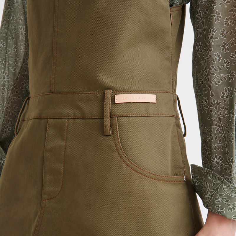 Longchamp Gabardine Women Dress Olive | Australia-140PWAJZO