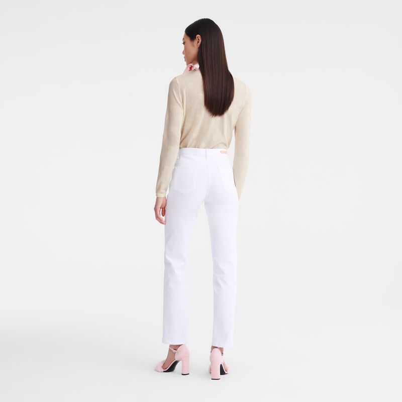 Longchamp Gabardine Women Pants White | Australia-613XNQBFR