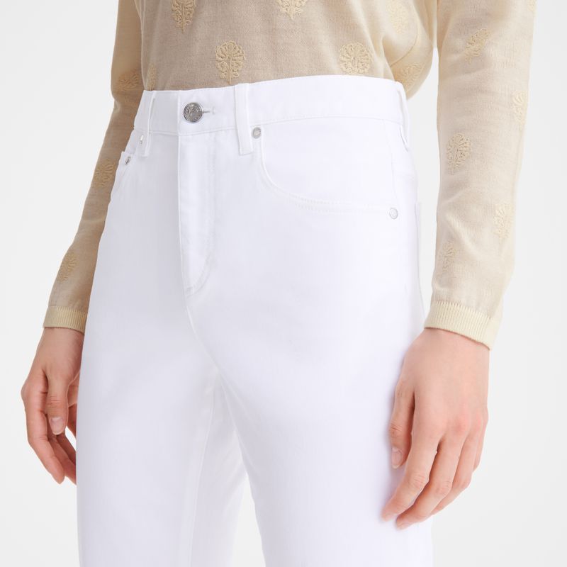 Longchamp Gabardine Women Pants White | Australia-613XNQBFR