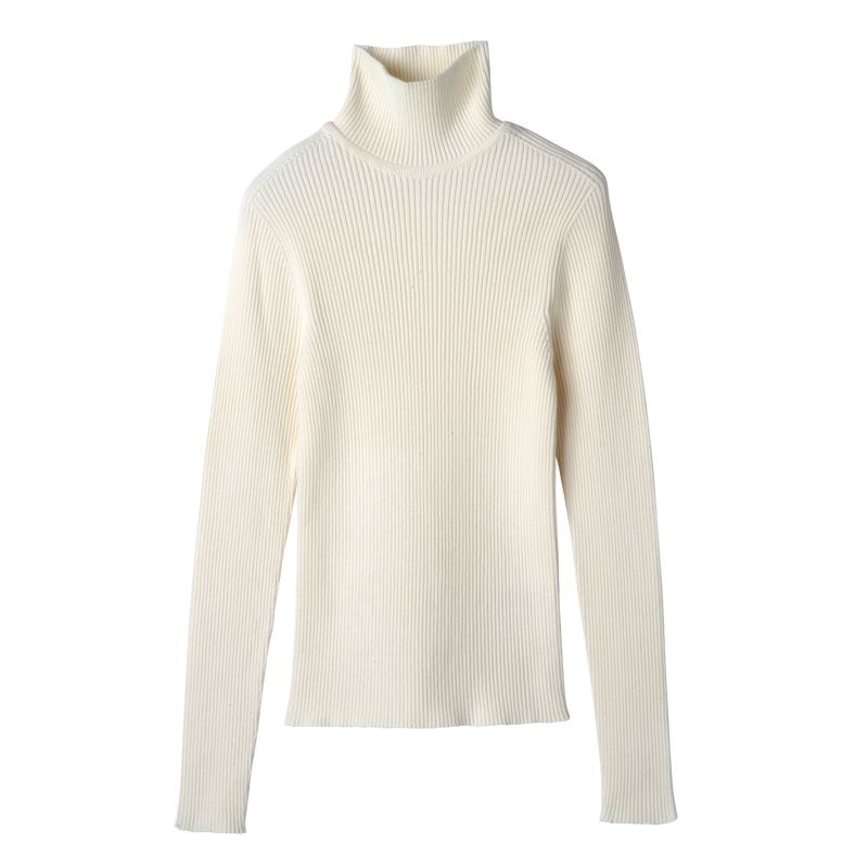 Longchamp High Collar Fitted Women Jumper Cream | Australia-046IZSKTL