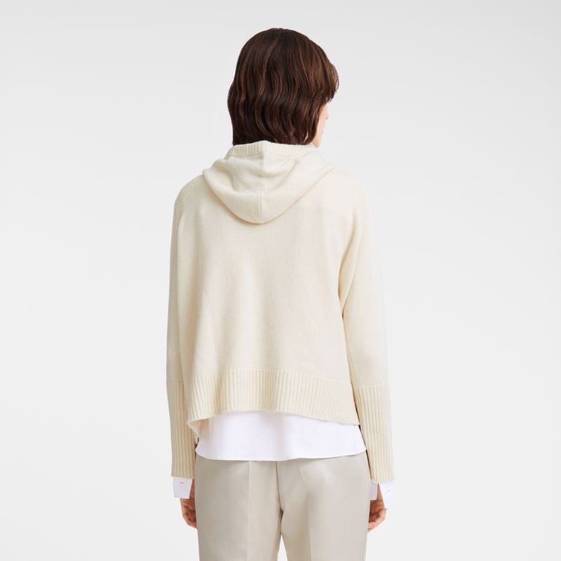 Longchamp Hoodie Women Jumper Cream | Australia-746GOEXSI