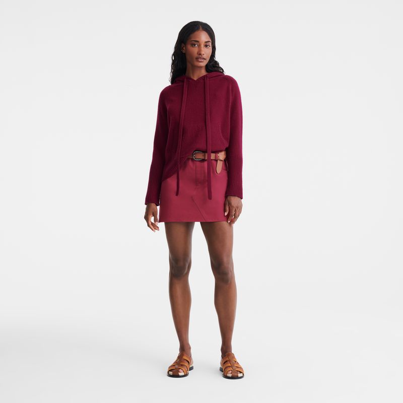 Longchamp Hoodie Women Jumper Dark Red | Australia-256YSJTIQ