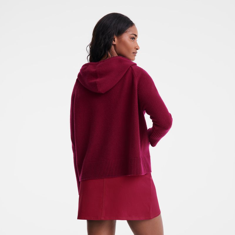Longchamp Hoodie Women Jumper Dark Red | Australia-256YSJTIQ