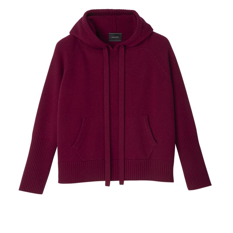 Longchamp Hoodie Women Jumper Dark Red | Australia-256YSJTIQ