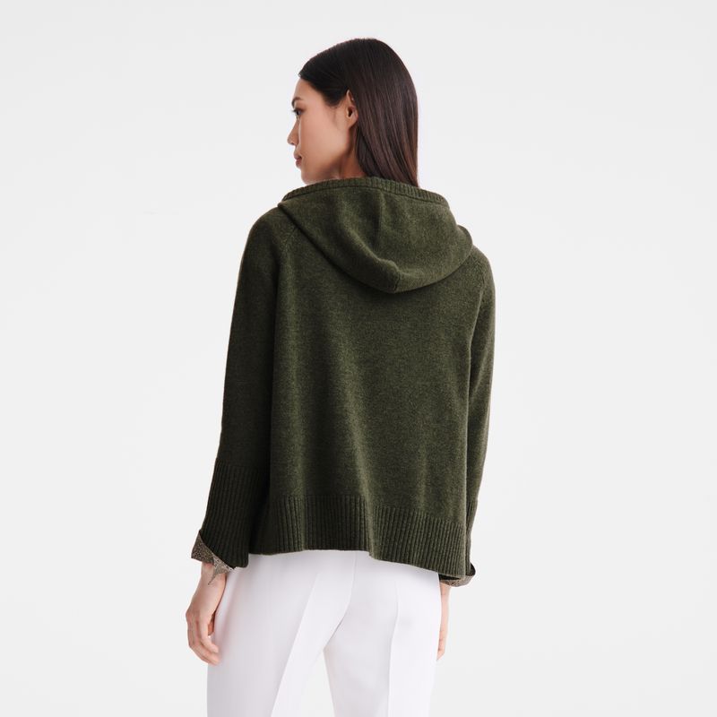 Longchamp Hoodie Women Jumper Khaki | Australia-026NDHBAV